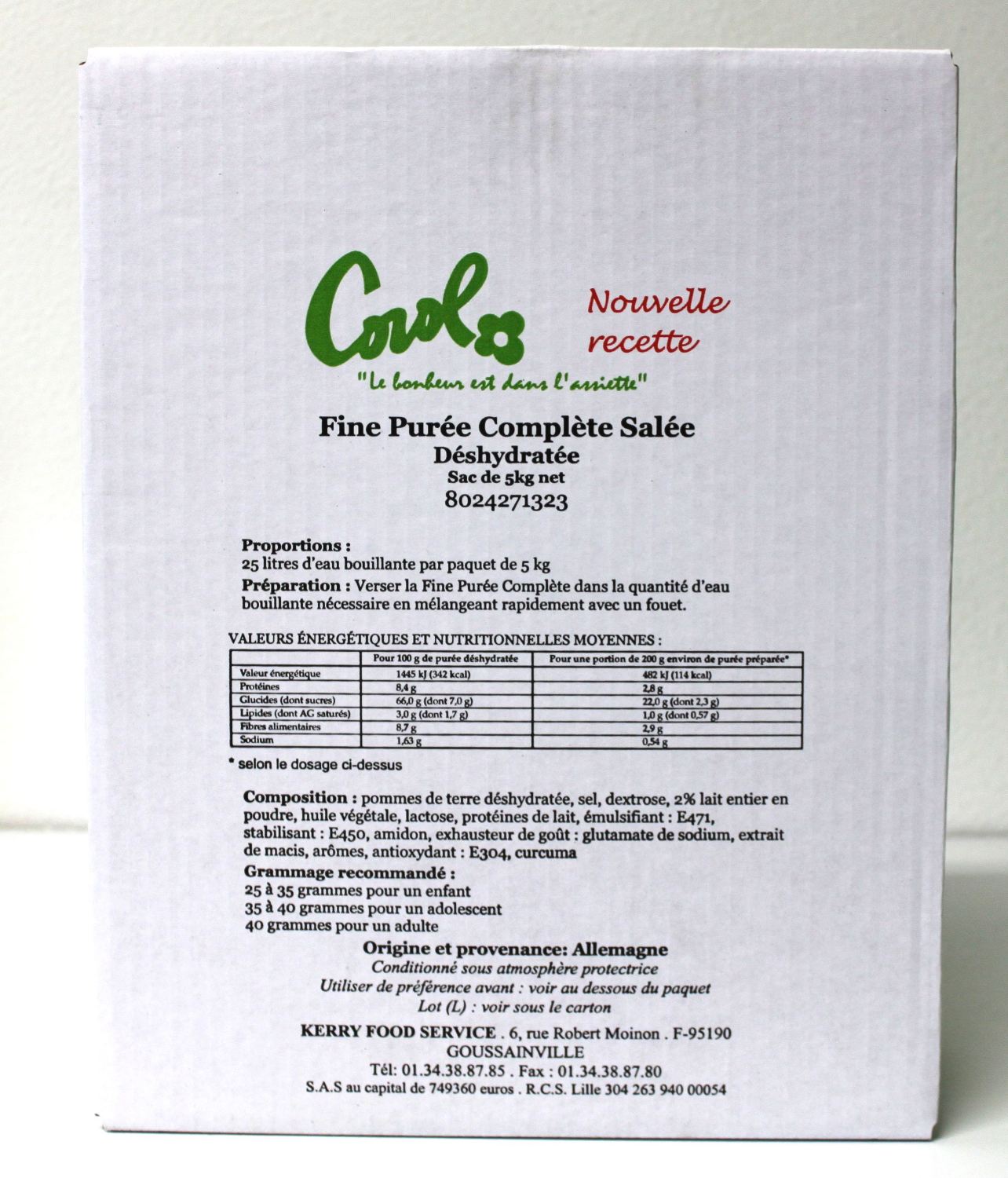 Puree Complete au lait Carton de 5kg